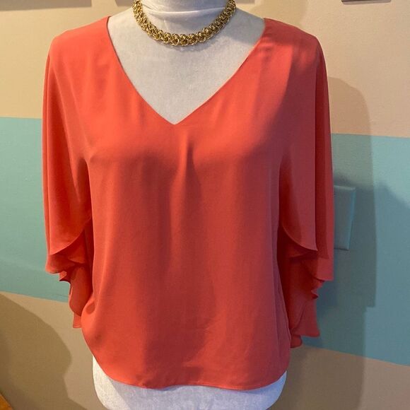 BCBG coral color pullover flowing top, check out sleeves!size XS - Picture 1 of 5
